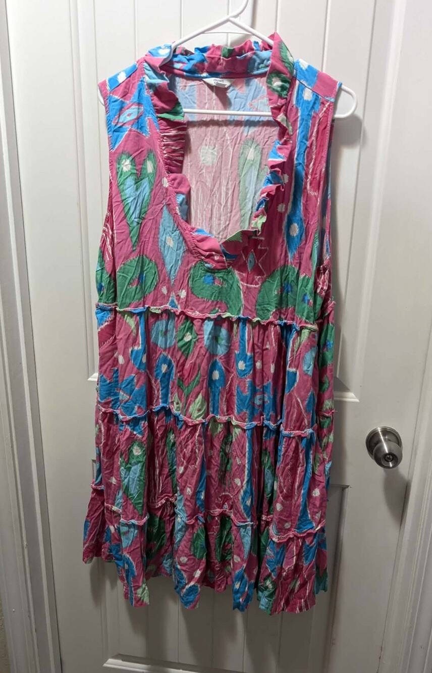 Crown & Ivy Pink Multicolor Mini Dress Size 2X Spring Summer